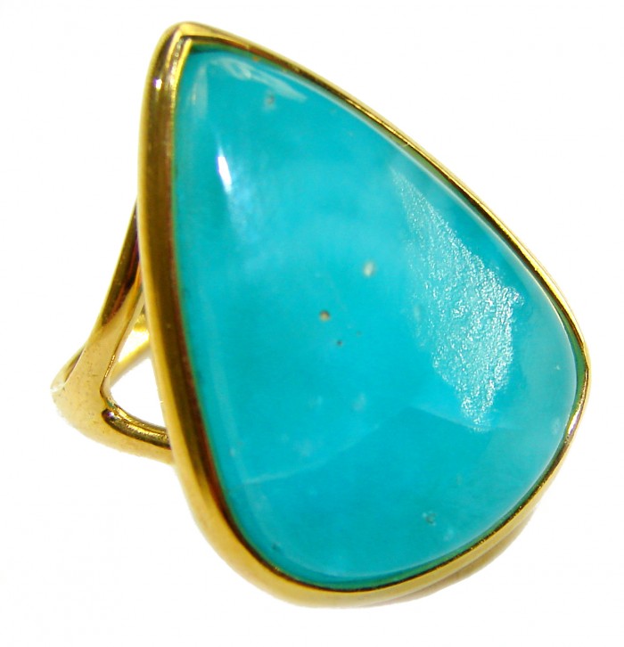 Angel Blue 20.8 carat Aquamarine .925 Sterling Silver dipped in 18K Gold handcrafted Large ring size 7 1/2