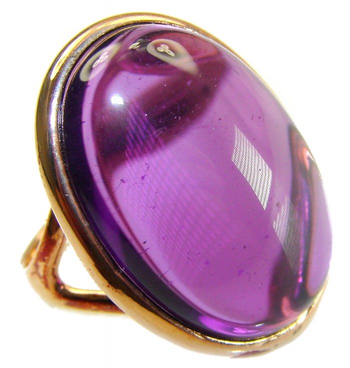 Top quality 25.2 carat Amethyst .925 Sterling Silver dipped in 18K Gold Handcrafted Large Ring size 7 3/4