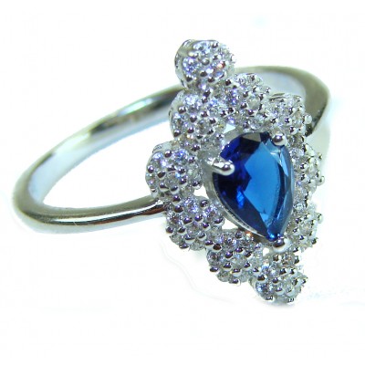 Born to Glam 2.2 carat natural Sapphire .925 Sterling Silver Perfectly handcrafted Ring s. 9