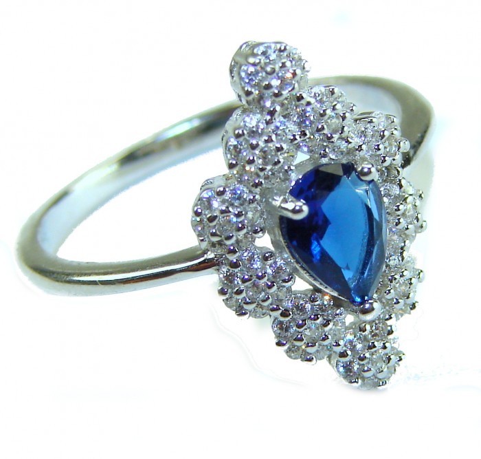 Born to Glam 2.2 carat natural Sapphire .925 Sterling Silver Perfectly handcrafted Ring s. 9