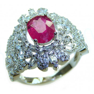 Real Beauty Natural 3.4 carat Ruby .925 Sterling Silver handmade Statement Ring size 6 1/4