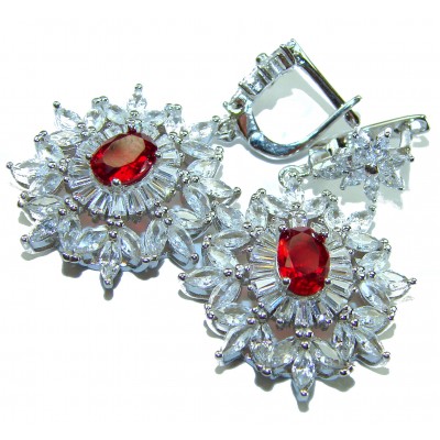Magnificent Jewel 8.5 carat Ruby .925 Sterling Silver handcrafted incredible earrings