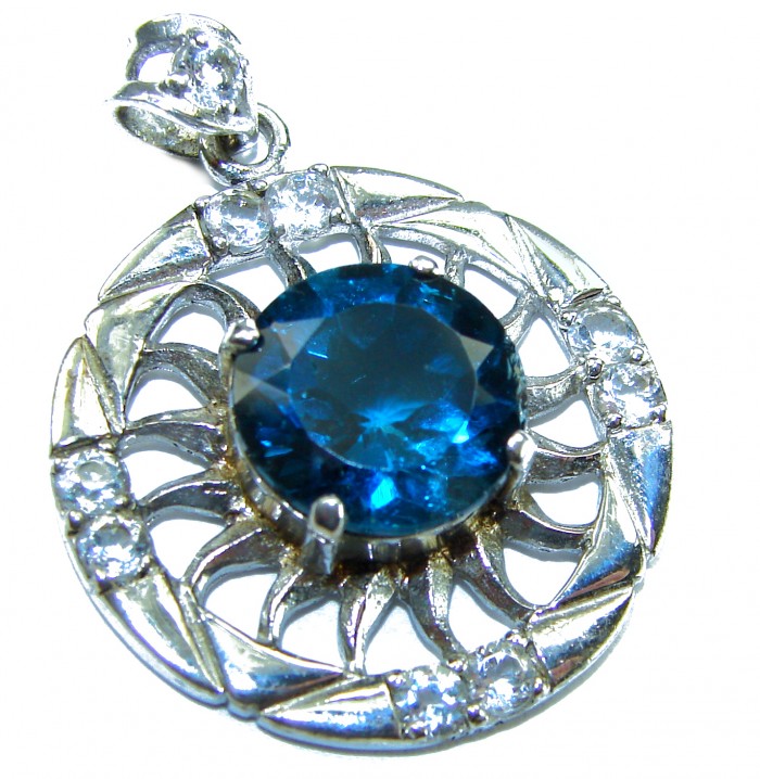 Enchanted Ocean's Drop 8.5 carat London Blue Topaz .925 Sterling Silver handmade Pendant