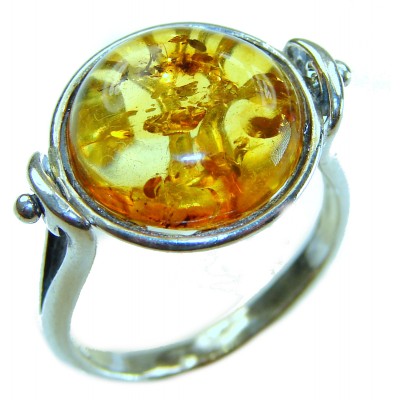 Family Tree - Natural Baltic Amber .925 Sterling Silver handcrafted ring; s. 6