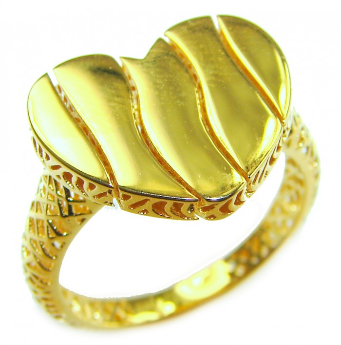 Dubai Style - Golden Heart .925 Sterling Silver dipped in 22K Gold handmade ring size 8