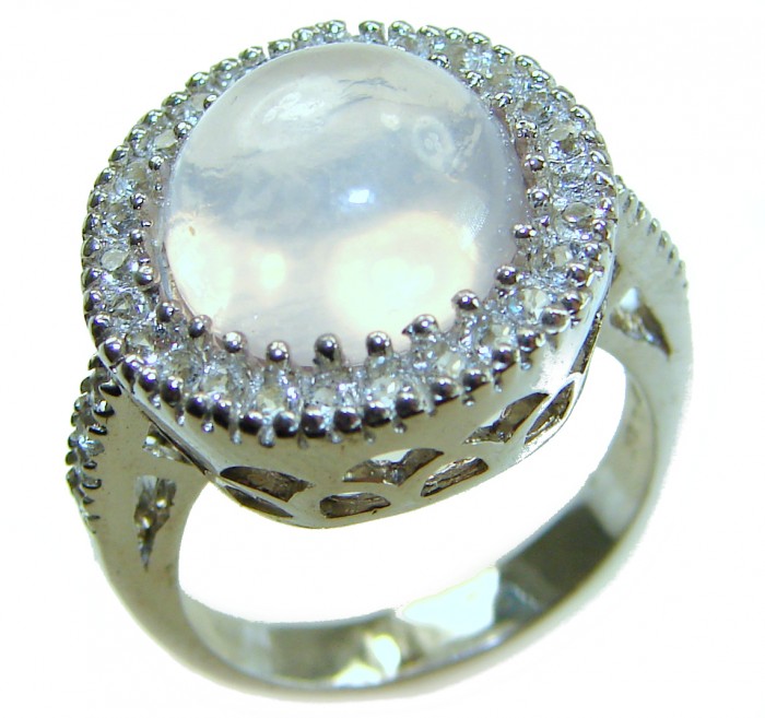 Vintage Design - Brazilian Rose Quartz 8.5 carat .925 Sterling Silver handcrafted Ring size 6 1/4