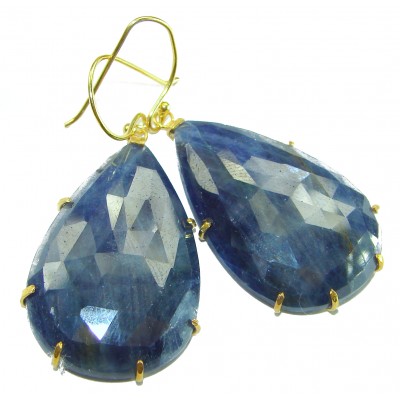 Giovanna - Authentic oval cut 27.9 carat faceted SAPPHIRE .925 Sterling Silver handcrafted earrings