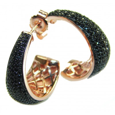 My Passion Authentic Black Diamond 22K Rose Gold over .925 Sterling Silver handcrafted earrings