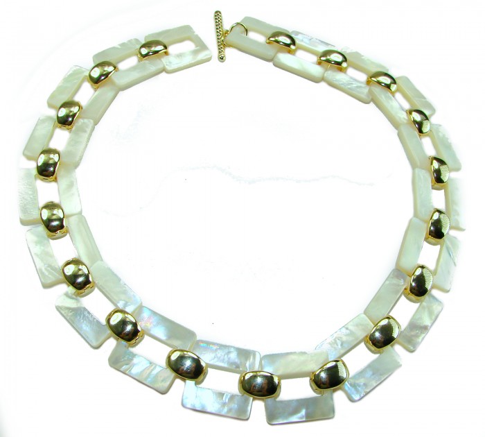 Rainbow Cascade Precious natural Blister Pearl 18K Gold over .925 Sterling Silver Necklace; 83.5 grams