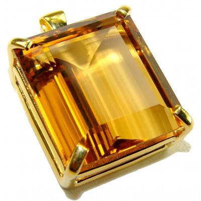 Luxury genuine 33.5 CARAT baquette cut Champagne Topaz .925 Sterling Silver dipped in 18K Gold handmade Pendant