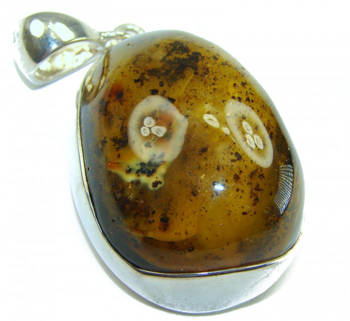 Prehistoric Authentic Baltic Amber .925 Sterling Silver beautifully handcrafted Pendant