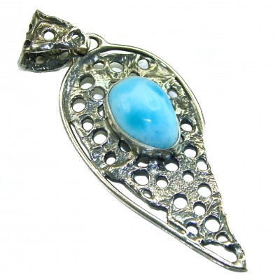 The best quality Natural Larimar from Dominican Republic .925 Sterling Silver handcrafted pendant