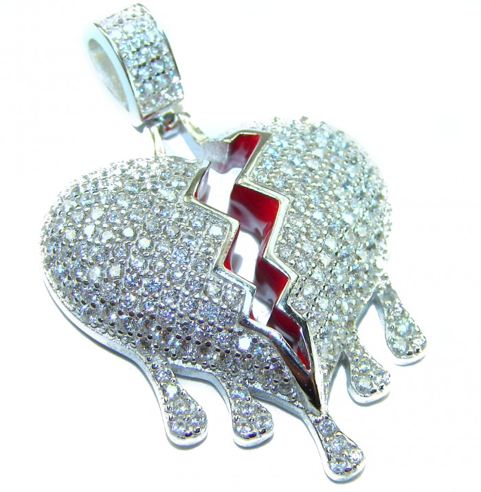 Melting Heart Luxurious 12.4 carat White Topaz .925 Sterling Silver handcrafted pendant