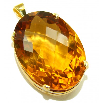 Luxury genuine 37.9 CARAT oval cut Champagne Topaz .925 Sterling Silver dipped in 22K Gold handmade Pendant