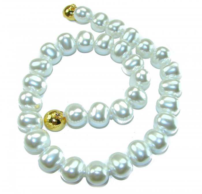 Baroque style 16 inches long Freshwater Pearl 10K Gold over .925 Sterling Silver handmade Necklace - video