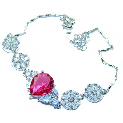Giovanna - Magnificent Jewel 7.2 carat Ruby .925 Sterling Silver handcrafted incredible Statement Bracelet
