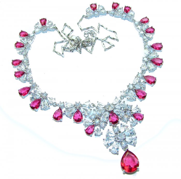 Giovanna - Magnificent Jewel 22.5 carat Ruby .925 Sterling Silver handcrafted incredible Statement necklace - video