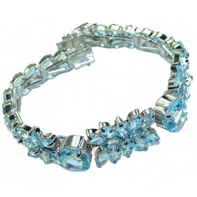 Pacifica 105.5 carat Swiss Blue Topaz .925 Sterling Silver handmade Statement Bracelet