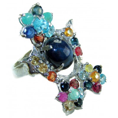 Classic design Genuine 16.5 carat Star Sapphire .925 Sterling Silver handcrafted Ring size 7