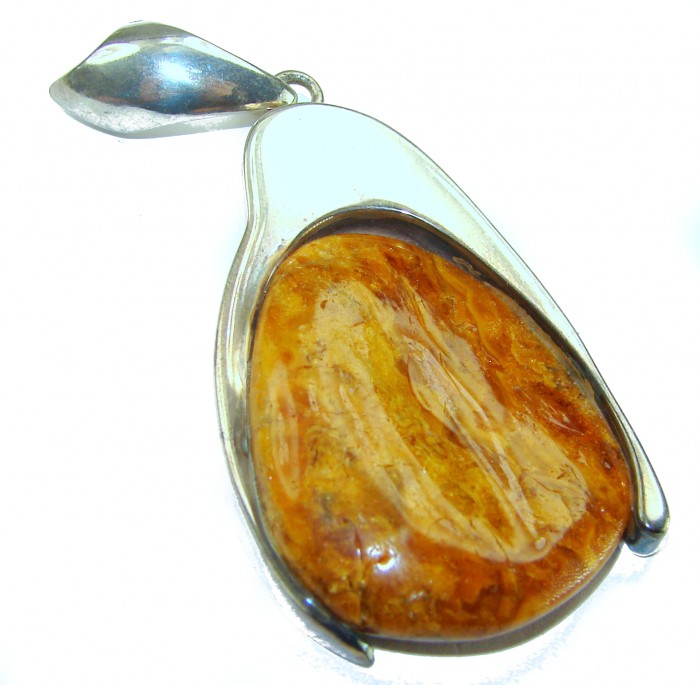 Sea Treasure Prehistoric Authentic Butterscotch Baltic Amber .925 Sterling Silver beautifully handcrafted Pendant