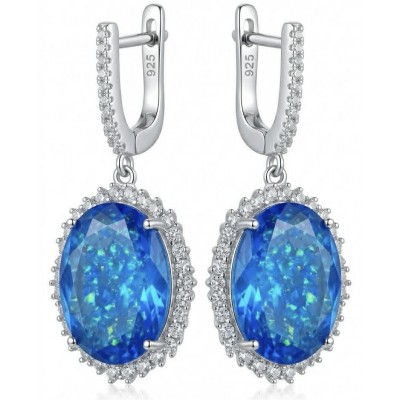 Eau Pure 18.5 carat Swiss Blue Topaz .925 Sterling Silver Handcrafted Earrings