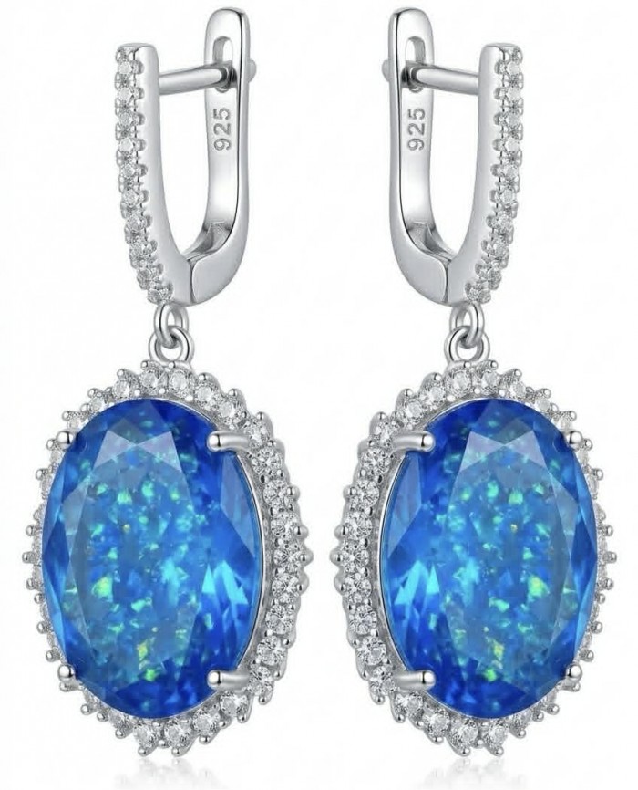 Eau Pure 18.5 carat Swiss Blue Topaz .925 Sterling Silver Handcrafted Earrings