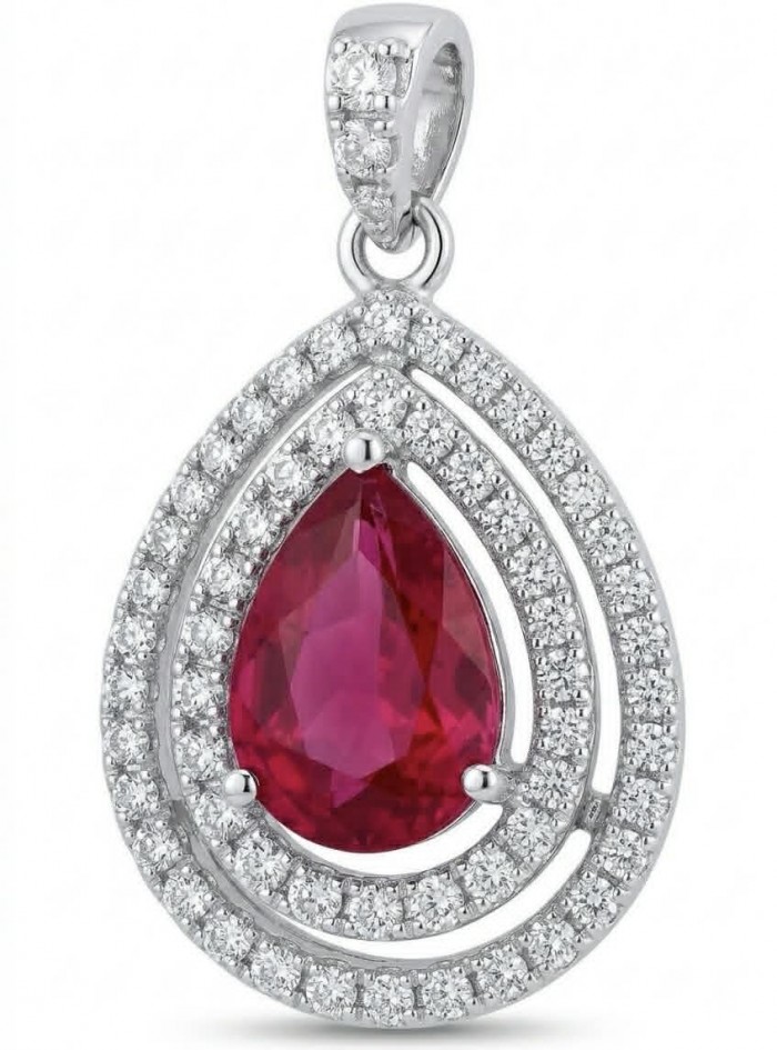 Heirloom Genuine 4.5 carat Ruby .925 Sterling Silver handmade Pendant