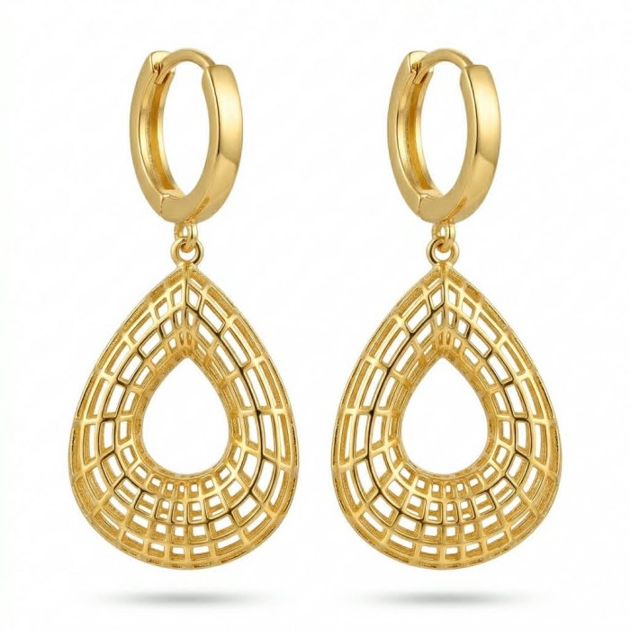 Black Label Collection - Dubai Style - Natural 22K Gold over .925 Sterling Silver handmade earrings
