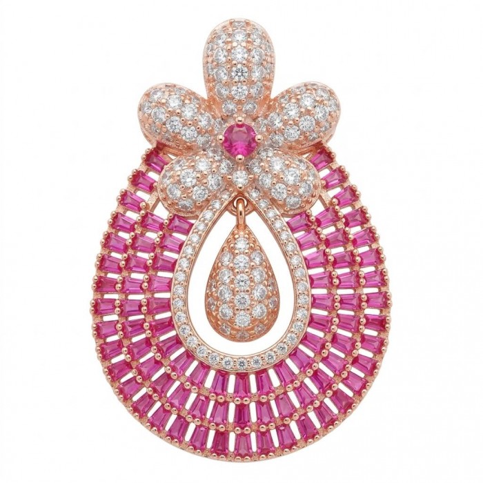 Julietta - Excellent quality 11.9 carat Ruby 18K Rose Gold over .925 Sterling Silver handcrafted Pendant