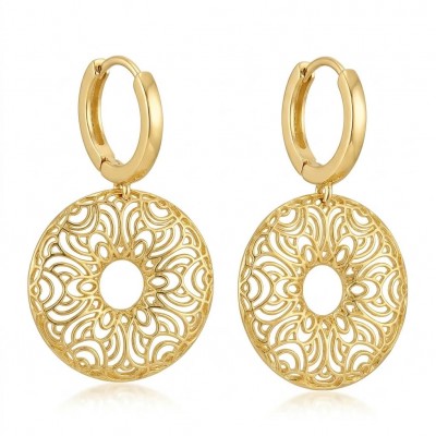 Black Label Collection - Dubai Style - Natural 22K Gold over .925 Sterling Silver handmade earrings