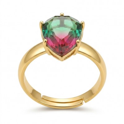 6.8 carat Brazilian Tourmaline .925 Sterling Silver dipped in 18K Gold Perfectly handcrafted Ring s. 8 adjustable