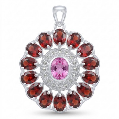Marvelous Natural 20.8 carat Mozambique Garnet Pink Topaz .925 Sterling Silver Handcrafted pendant