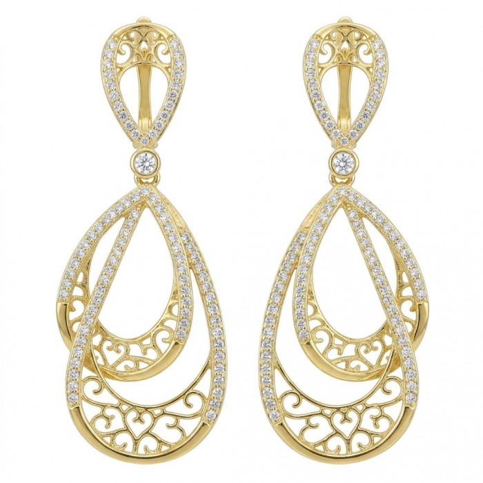 Black Label Collection - Dubai Style - Natural 22K Gold over .925 Sterling Silver handmade earrings