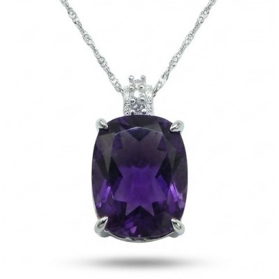 Classic design 21.5 carat African Amethyst .925 Sterling Silver dipped in rhodium handcrafted necklace