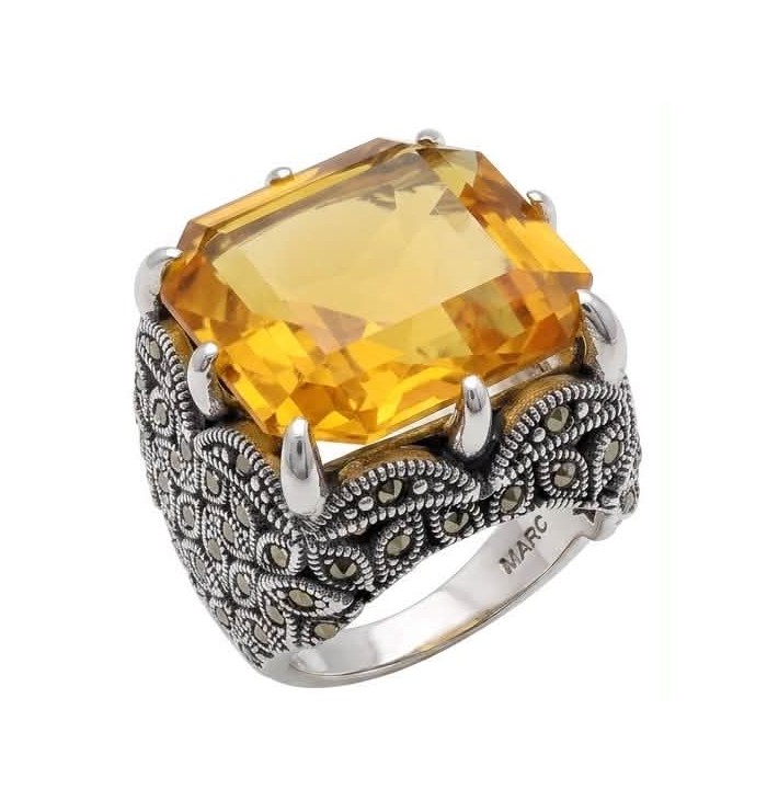 Solid 24.8 carat Genuine Golden Topaz .925 Sterling Silver handcrafted ring size 7
