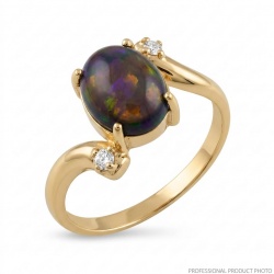 A Milky Way Genuine 4.8 carat Black Opal 18K Gold over .925 Sterling Silver handmade Ring size 7 1/2