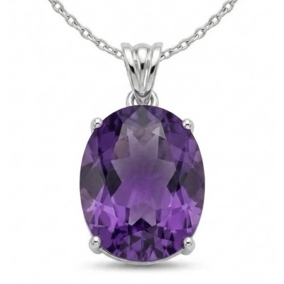 Mademoiselle - 21.5 carat natural Amethyst .925 Sterling Silver dipped in 22K White Gold handcrafted Pendant