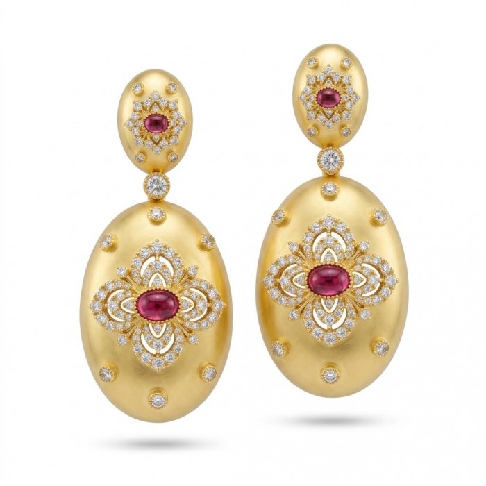 Byzantine design Authentic 8.2 carat 18K Gold over .925 Sterling Silver handcrafted Statement earrings