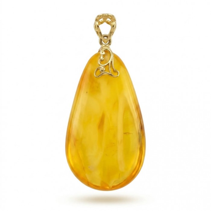 Prehistoric Authentic Baltic Amber REAL 14k Gold beautifully handcrafted Pendant