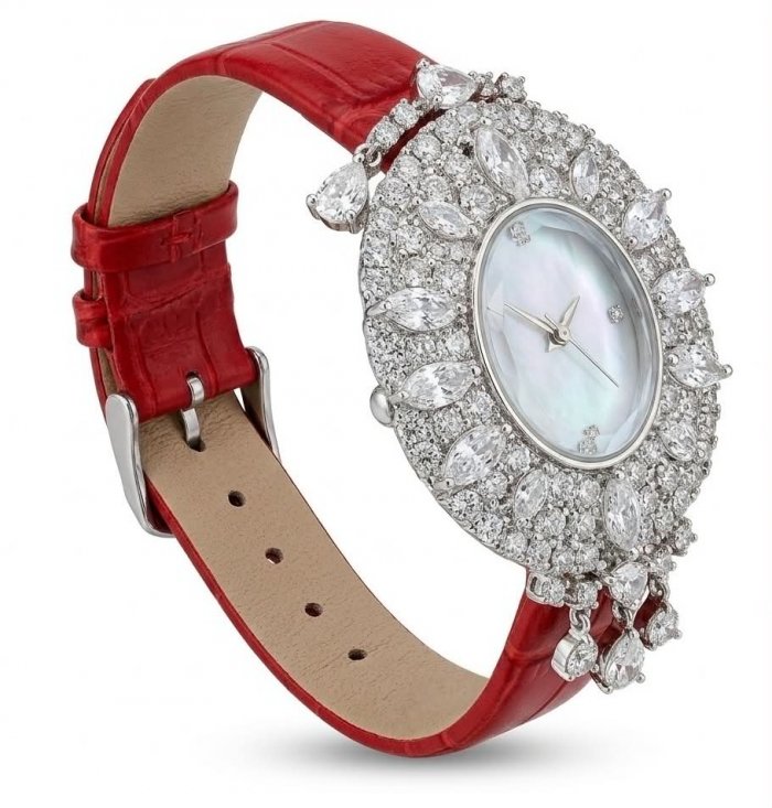 Precious 18.5 carat Authentic Red Genuine Leather strap .925 Sterling Silver handmade Watch - video