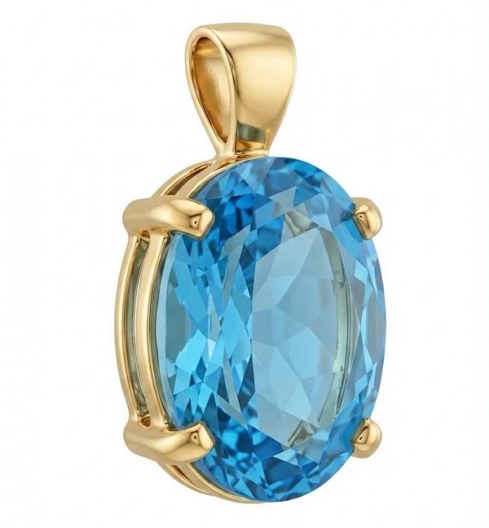Vintage style 9.8 carat Swiss Blue Topaz .925 Sterling Silver DIPPED IN 18K Gold handmade Pendant - video