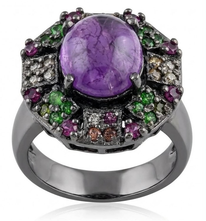 Purple Queen 6.2 carat natural Amethyst .925 Sterling Silver Handcrafted Ring size 7 1/4