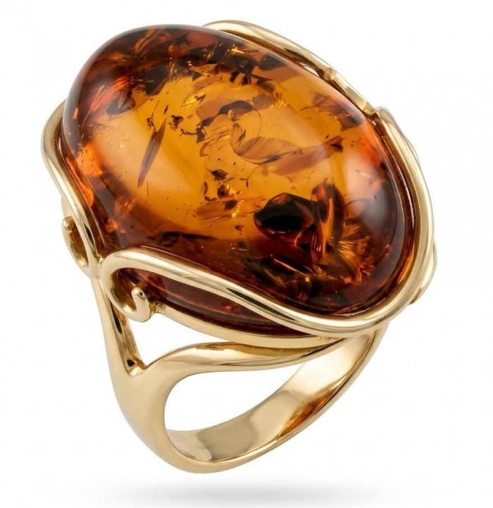 Authentic Baltic Amber 14K Gold over .925 Sterling Silver handcrafted ring; s. 7 adjustable
