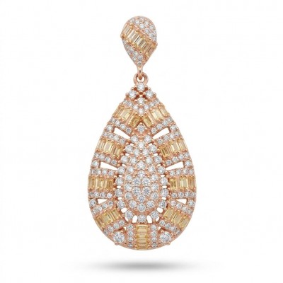 Luxurious pave 5.2 carat White Topaz .925 Sterling Silver dipped in 18K Rose Gold handmade Pendant