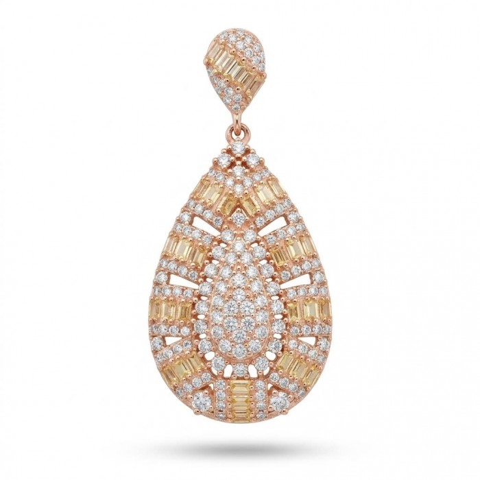 Luxurious pave 5.2 carat White Topaz .925 Sterling Silver dipped in 18K Rose Gold handmade Pendant