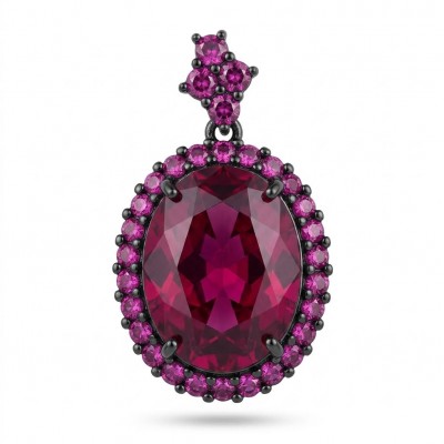 Matilde- Natural 17.8 carat Mozambique Garnet BLACK RHODIUM .925 Sterling Silver Handcrafted pendant