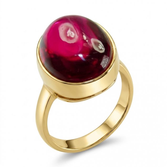 Giovanna - Magnificent Jewel 7.5 carat Ruby .925 Sterling Silver dipped in 18K Gold handcrafted incredible ring s. 7 - video