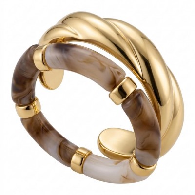 Mystery - Raisin Bracelet Set Stackable 2 golden Bangles - Excellent quality