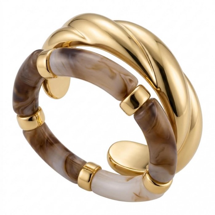 Mystery - Raisin Bracelet Set Stackable 2 golden Bangles - Excellent quality