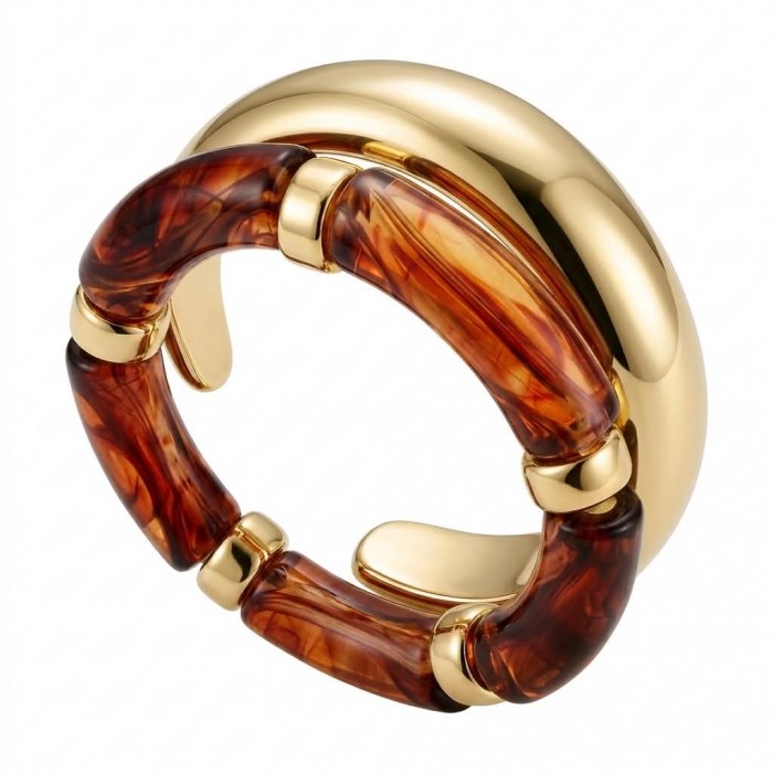 FANCY - Raisin Bracelet Set Stackable 2 golden Bangles - Excellent quality
